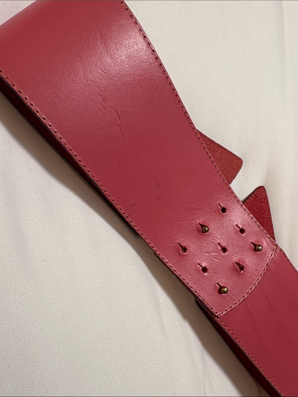 Italian Women’s Pink Crocodile-Accent Wide Belt 🇮🇹 - Picture 5 of 6